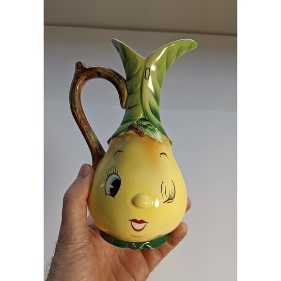 Scarce Vintage Miyao Anthropomorphic Winking Pear Face Cute Oil Cruet RARE - Picture 1 of 13